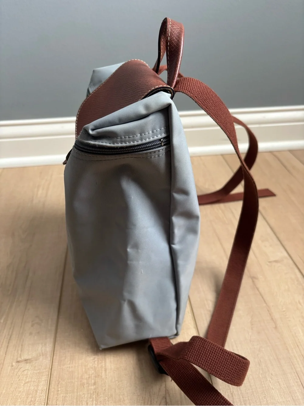 Longchamp Le Pliage Original Nylon Backpack In Grey